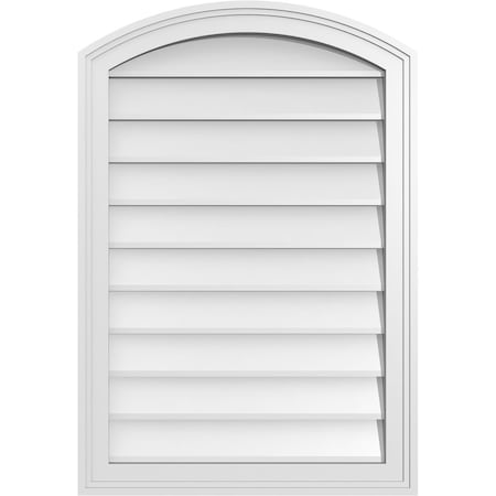 Ekena Millwork Arch Top Surface Mount PVC Gable Vent: Functional, w/ 2"W x 1-1/2"P Brickmould Frame, 22"W x 32"H GVPAR22X3202SF